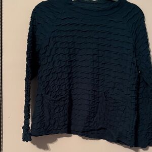 Women's Textured Teal Long Sleeve Top